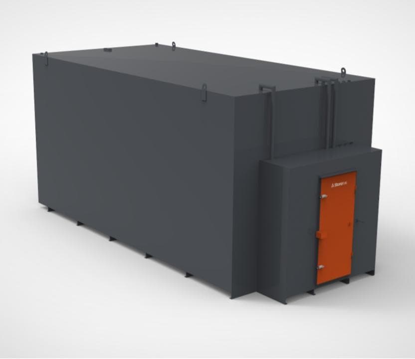 65000 litre generator bulk tank finished in black with orange security cabinet door
