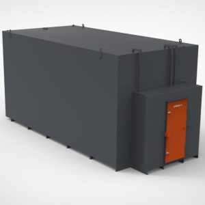 90000 litre steel bunded generator bulk tank finished in black with orange security cabinet door