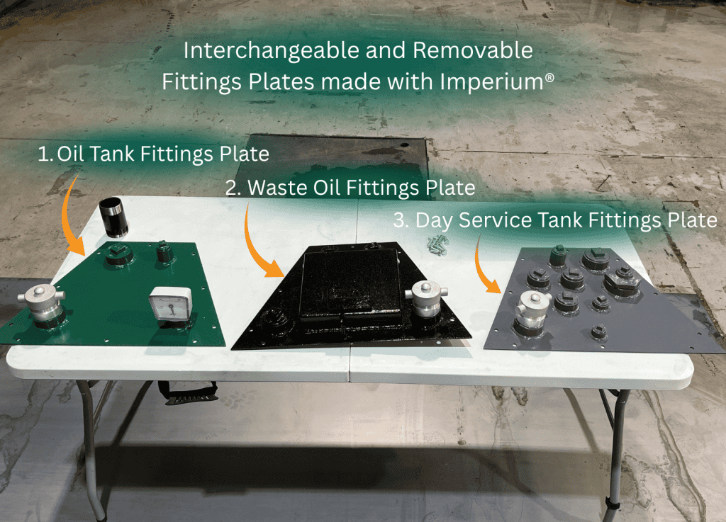 3 fittings plates with connections made with Imperium® Technology