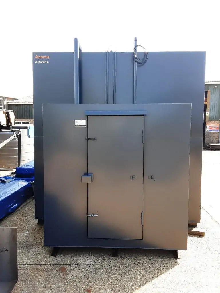 A 50,000-litre steel bunded diesel dispenser with a lockable equipment cabinet for MDT Agricultural & Engineering.