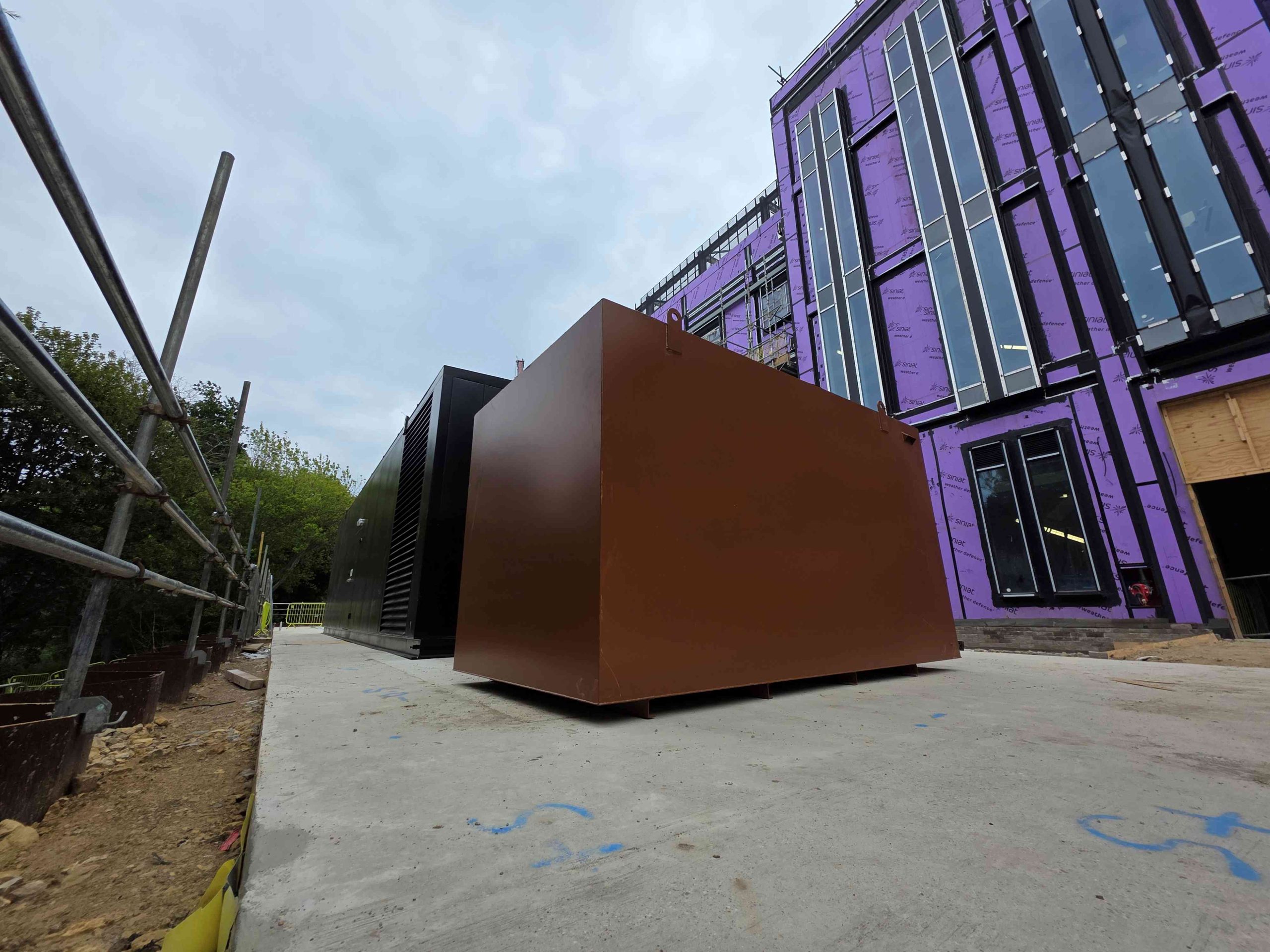 Brown critical power backup fuel tank on site